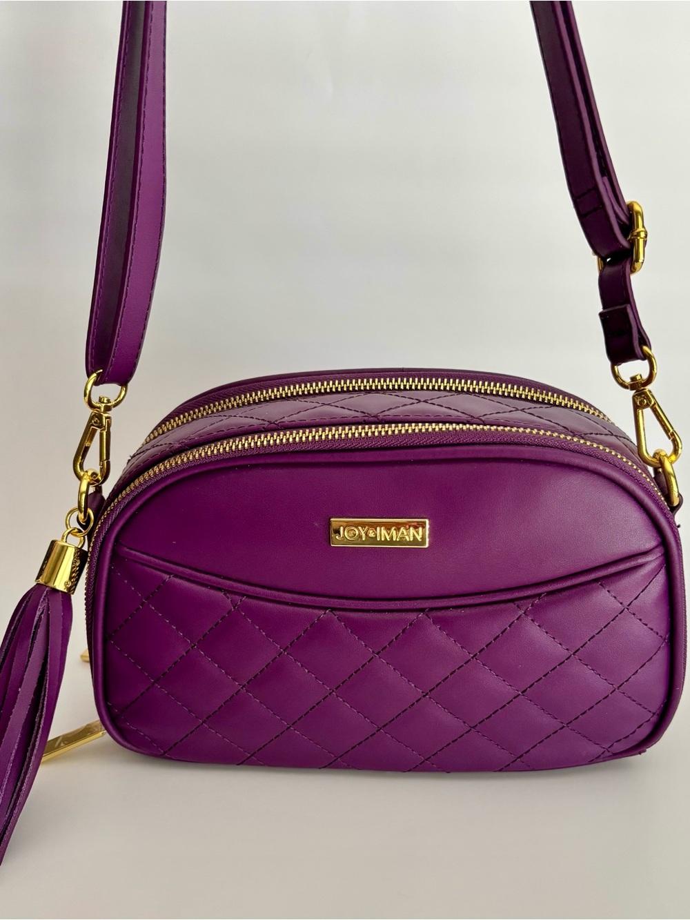 Joy & Iman RFID Plum Quilted Crossbody Camera Bag NWT